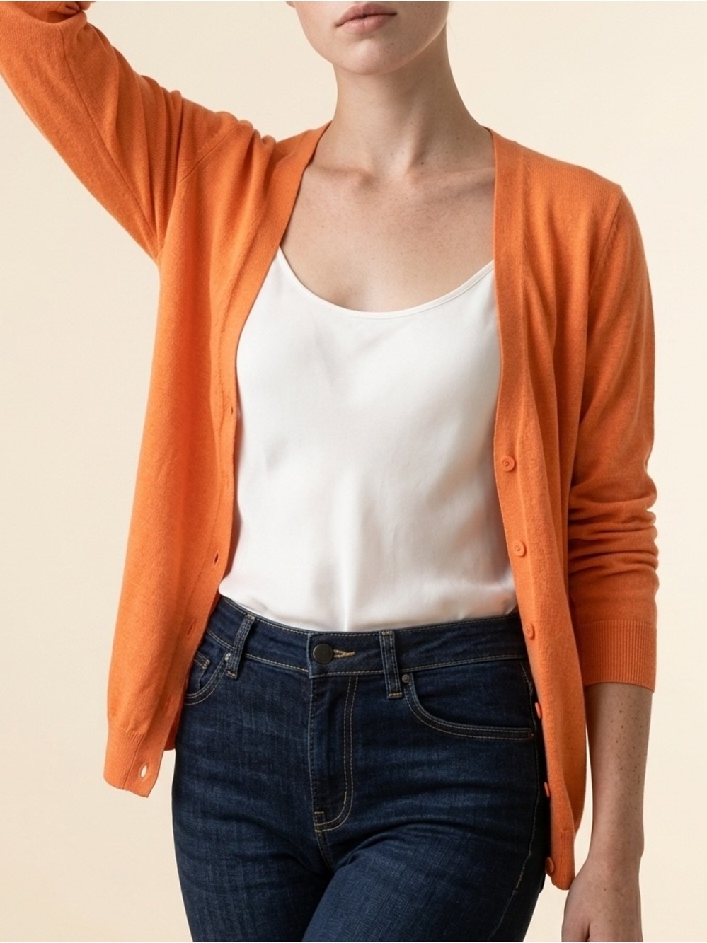 GAP Orange V-Neck Button Cardigan - Picture 3 of 13